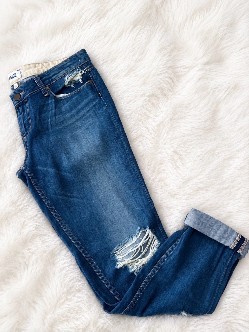 PAIGE Jimmy Jimmy Skinny Distressed Dark Blue Jeans